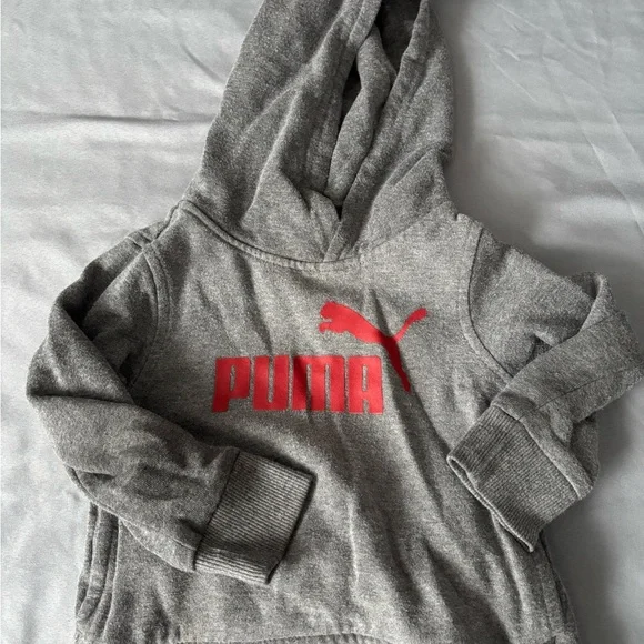 Puma Kids Gray Hoodie Set with Red Logo - Picture 2 of 6